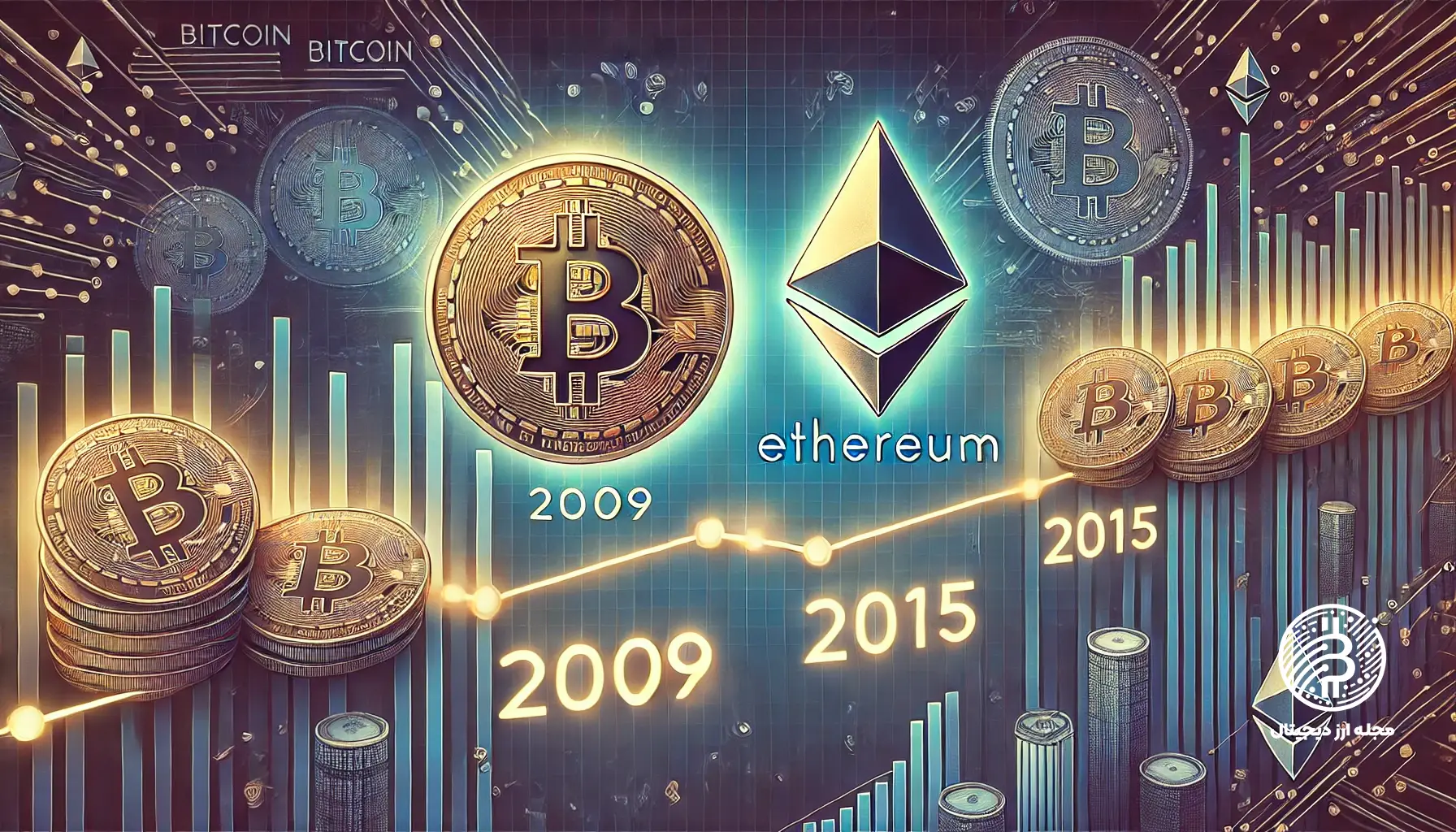 تاریخچه بیت کوین و اتریوم